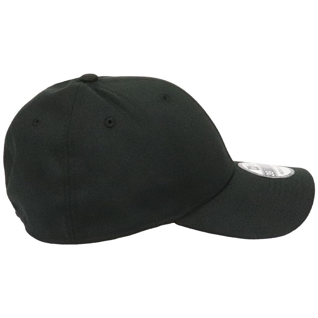 [New Era] Cap for Men and Women, NewEra 39THIRTY, Plain, Hat, Baseball Cap, Stretch, Elastic, Side Logo, Flag Logo, Brand, SM, Black, [Used]