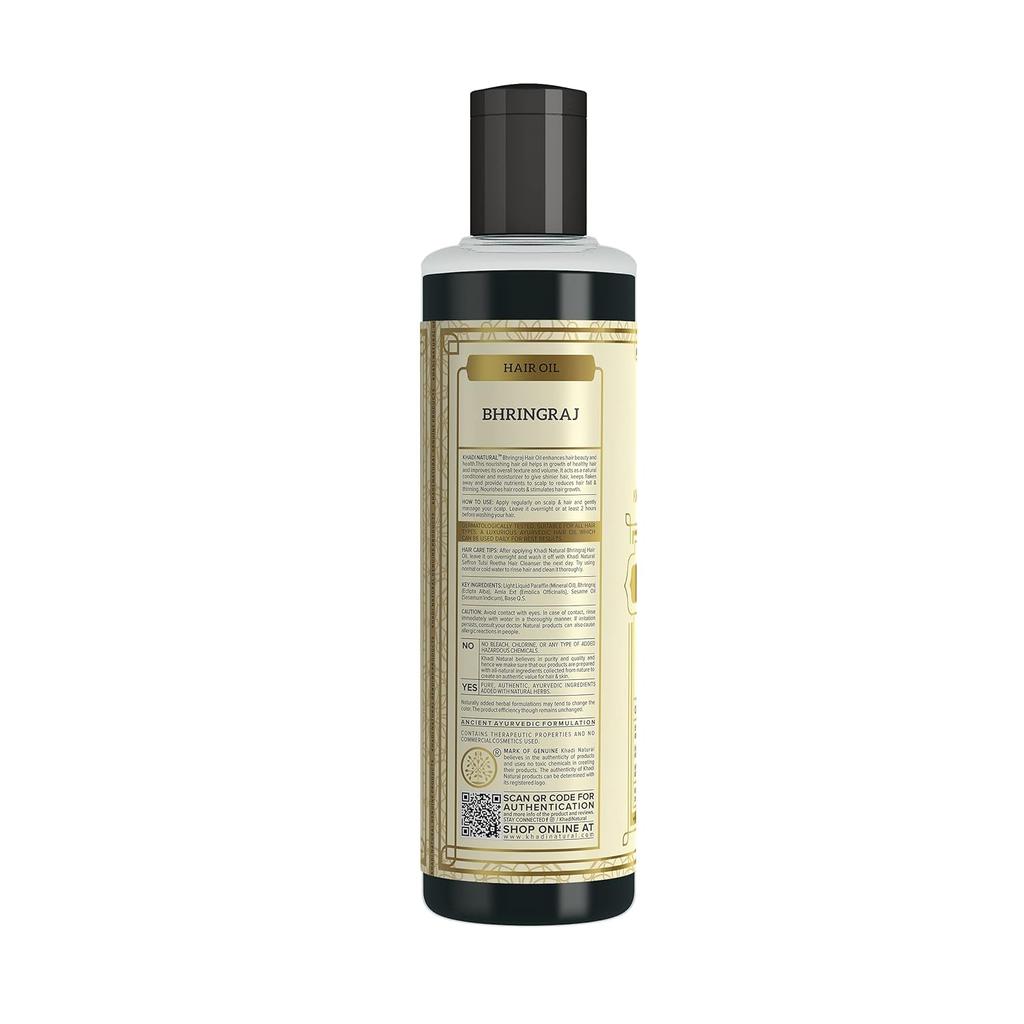 Khadi Natural Bhringraj Hair Oil 210 ml Lightweight Non Sticky Scalp Care Oil For Dry Weak Hair And Daily Nourishing Use