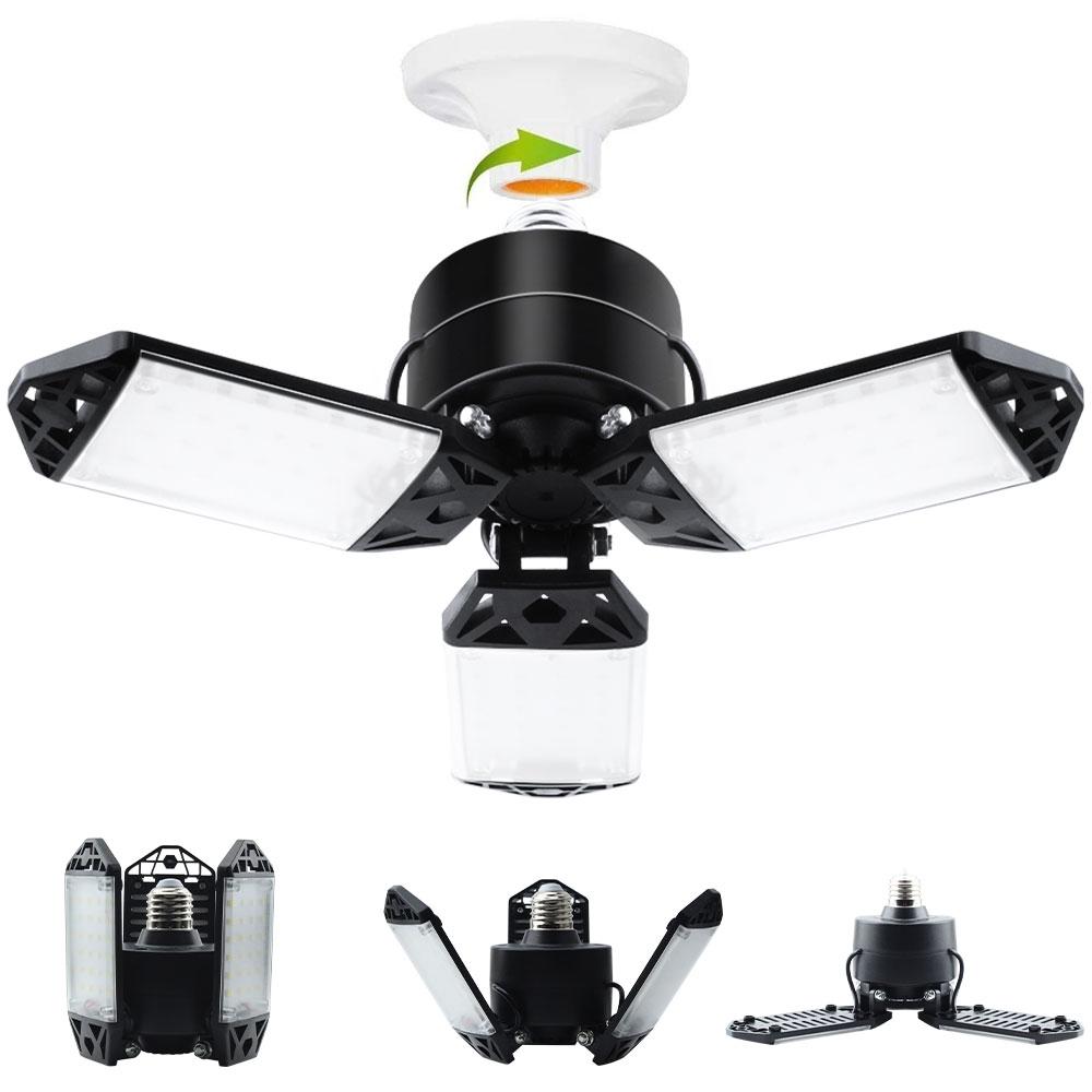 15000LM 150W נורות לד מתקפלות E27 אור מוסך מתכוונן רב פאנל מנורת תקרה חנות שוק לסדנא תאורת מחסן