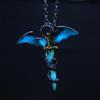 Pterosaur Twining Round The Golden Colored Sword Glow in the dark Pendant Necklace Gothic Male Jewelry Accessory For Daily Occasions