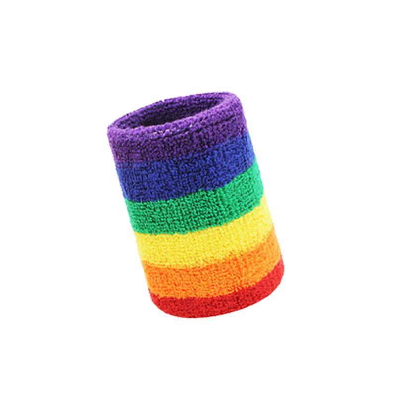 Rainbow Pride Month Basketball Bracelet Hair Strap Sports Fitness Men's and Women's Cotton Towel Bottom Sweat Absorbing Headband