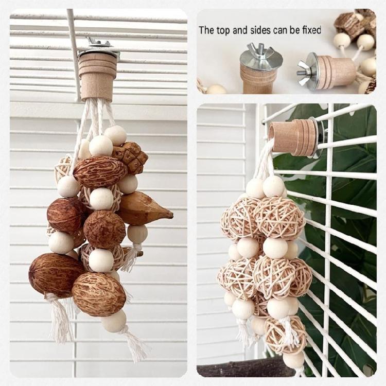 Hanging Chew Bird Toy for Cockatiels and Similar Pet Birds, Top Screw Mount for Indoor Cage Activity and Daily Play