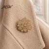 Retro Floral Clothing Accessories Rhinstone Flower Brooch for Women, Golden Plated Alloy Bag Embellishment Pin Lapel Pin, Jewelry Wedding Party