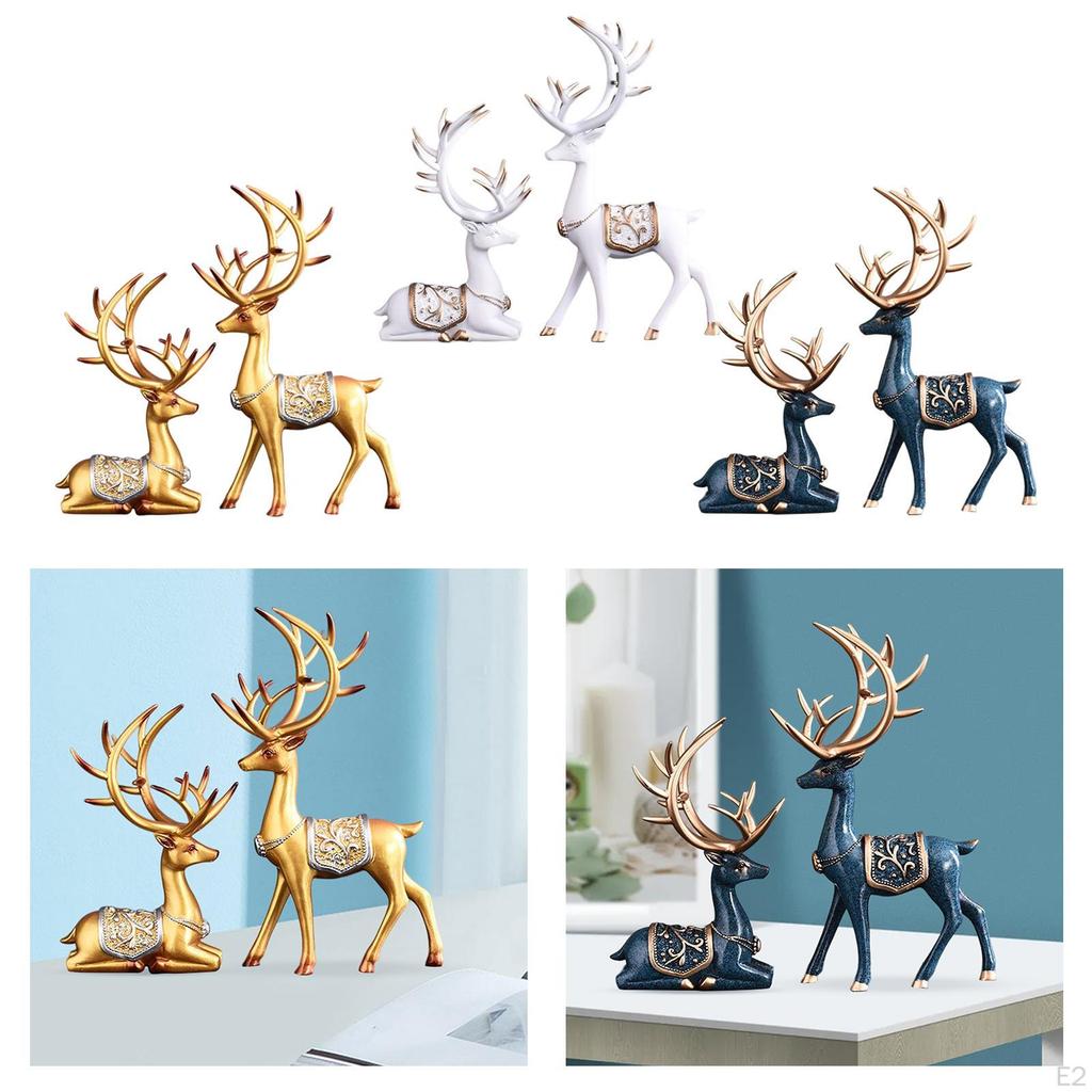 European Style Reindeer Statue, Deer Figurine Ornament Resin Collection Craft Animal Sculpture for