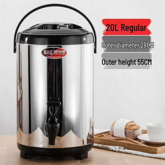 Commercial Stainless Steel Insulated Double-Layer Bucket for Milk Tea & Soy Milk, Large Capacity 