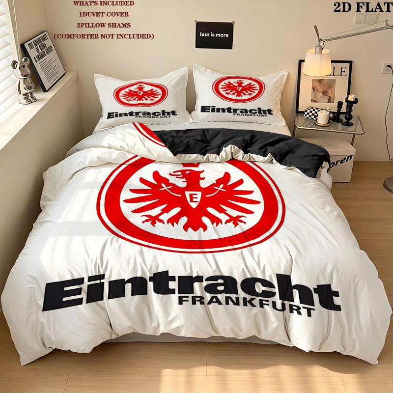 Frankfurt Football Pattern Bedding Quilt Set Quilt Cover Pillowcase Home Birthday Gift(1 * duvet cover + 2 * pillowcase, without core)