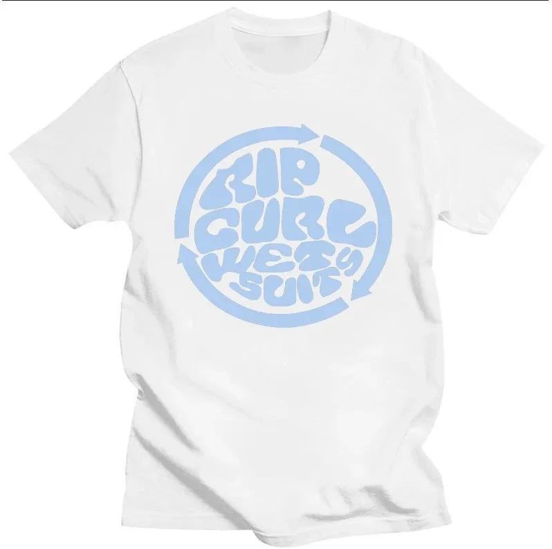 Men's T Shirts Rip Curl Print Short Sleeve Vintage High Quality T-Shirt Streetwear 100% Cotton Loose Tops Breathable Tee