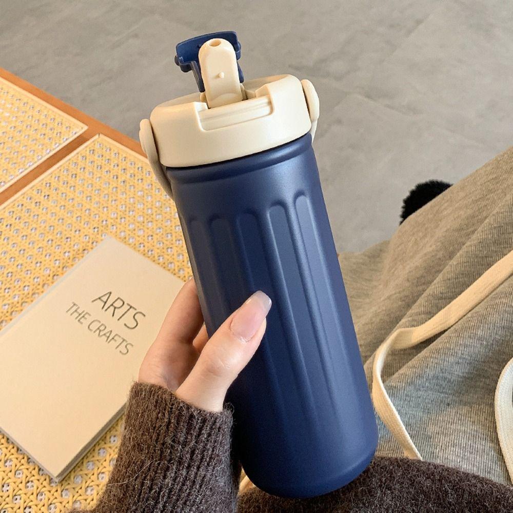 Insulation Or Cooling Stainless Steel Thermos Cup 500ml Straw Travel Cup  Sports
