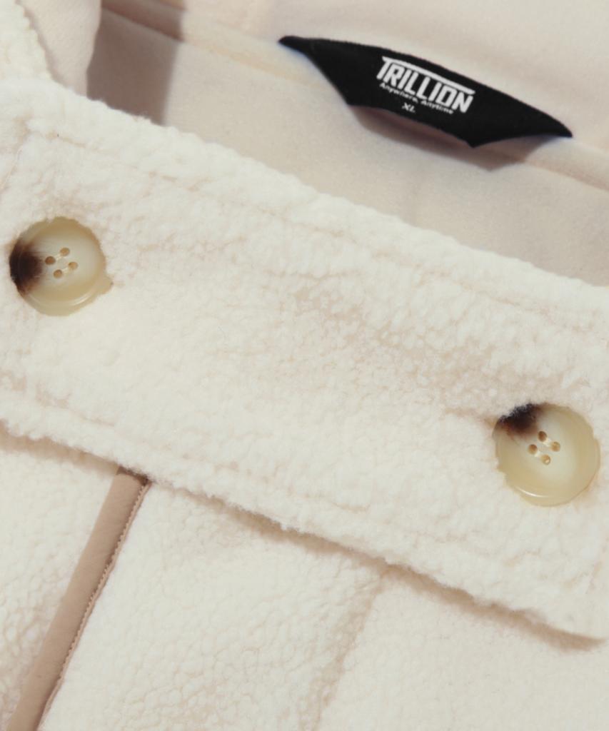 Trillion Unisex Fleece Duffle Hooded Coat Jacket [Ivory]
