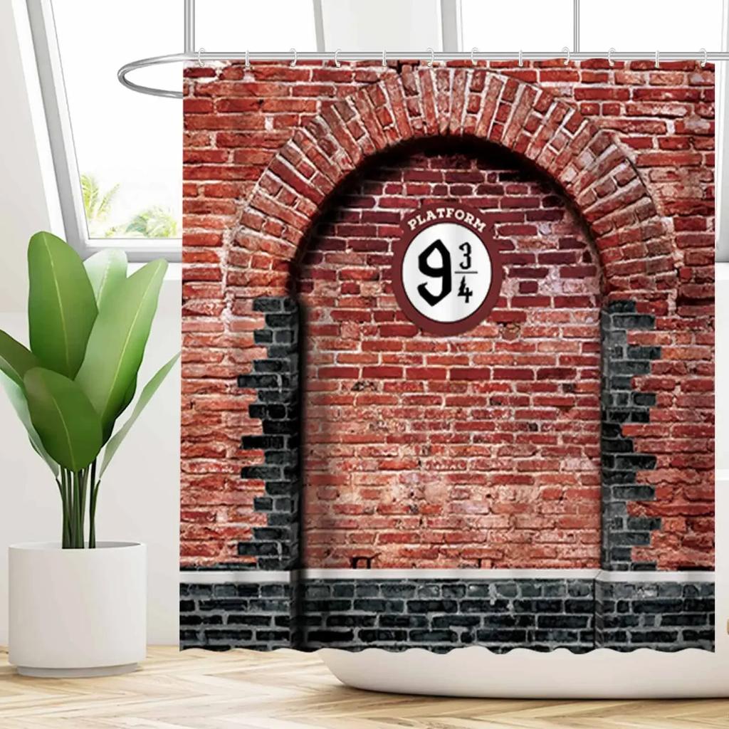 Passaggio Segreto alla Scuola di Magia Tenda da Doccia Muro di Mattoni Decorazione Bagno Tessuto Poliestere Impermeabile Set Tende da Bagno