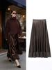 Autumn/Winter European & American Style Women's Silk Satin A-line Midi Skirt