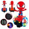 Colorful 360 Rotating Spiderman Stunt Scooter With Music And Light For Kids Fun