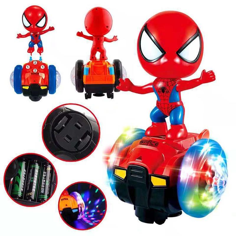 Colorful 360 Rotating Spiderman Stunt Scooter With Music And Light For Kids Fun
