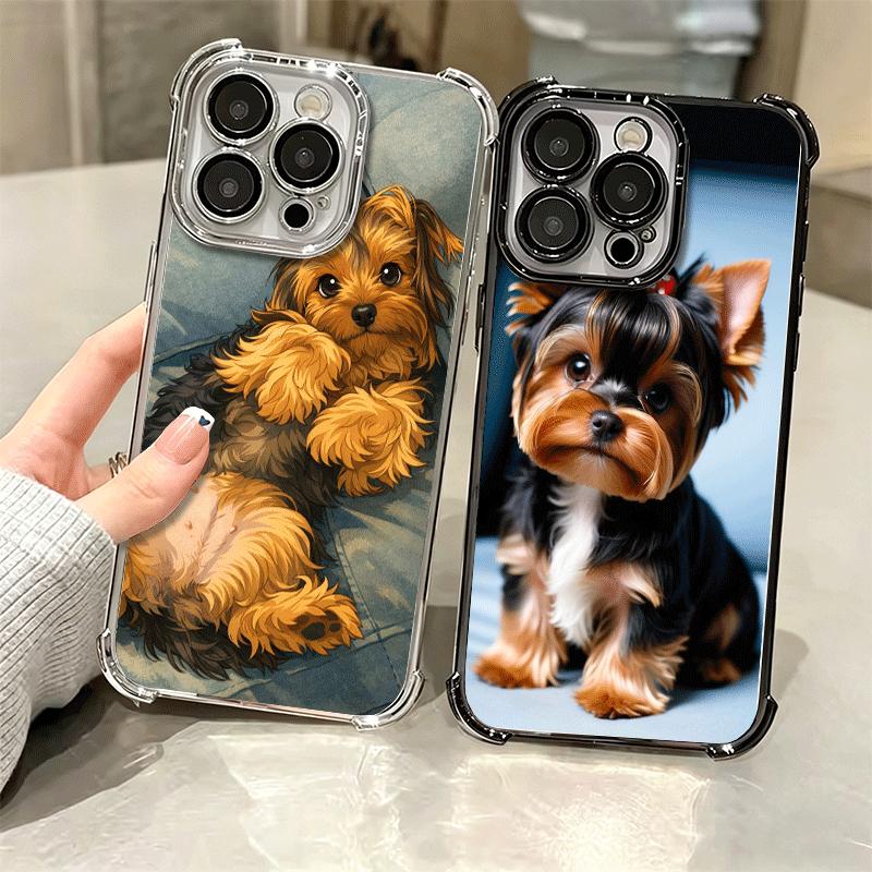Yorkshire Terrier Dog Plating Phone Case For Iphone 16 17 Pro Max Air 16E 14 15 Plus 12 13 Mini Anti-Fall Airabag Cover