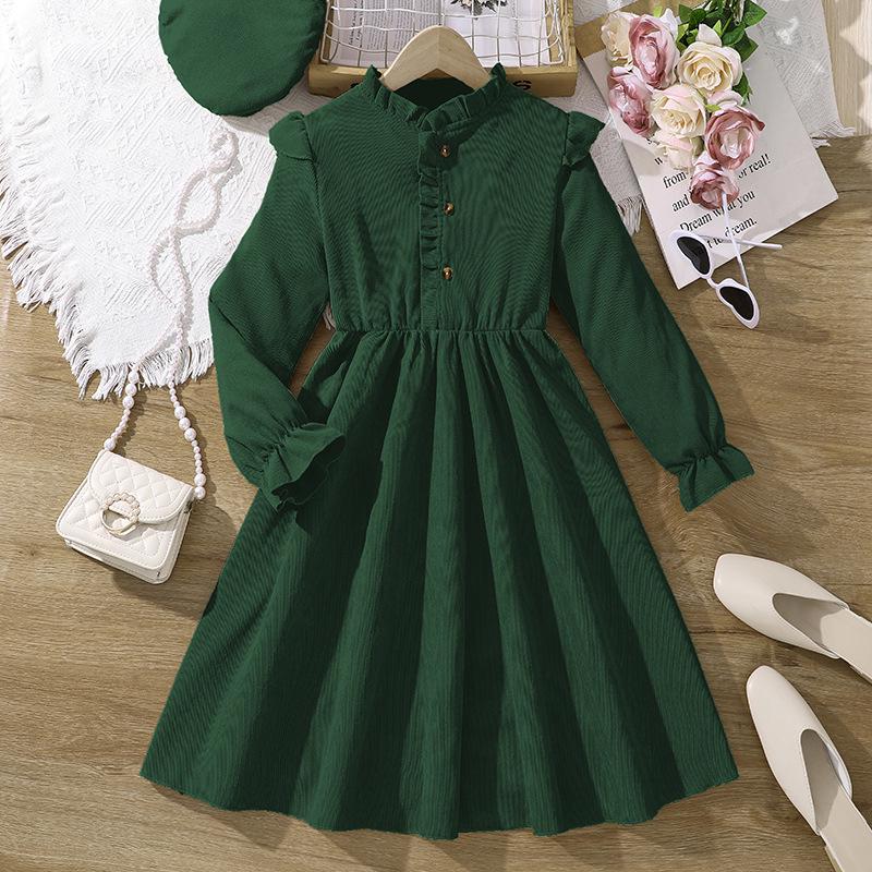 European Girls' Retro Long Sleeve Dress, 6-12 Years, Autumn/Winter Collection
