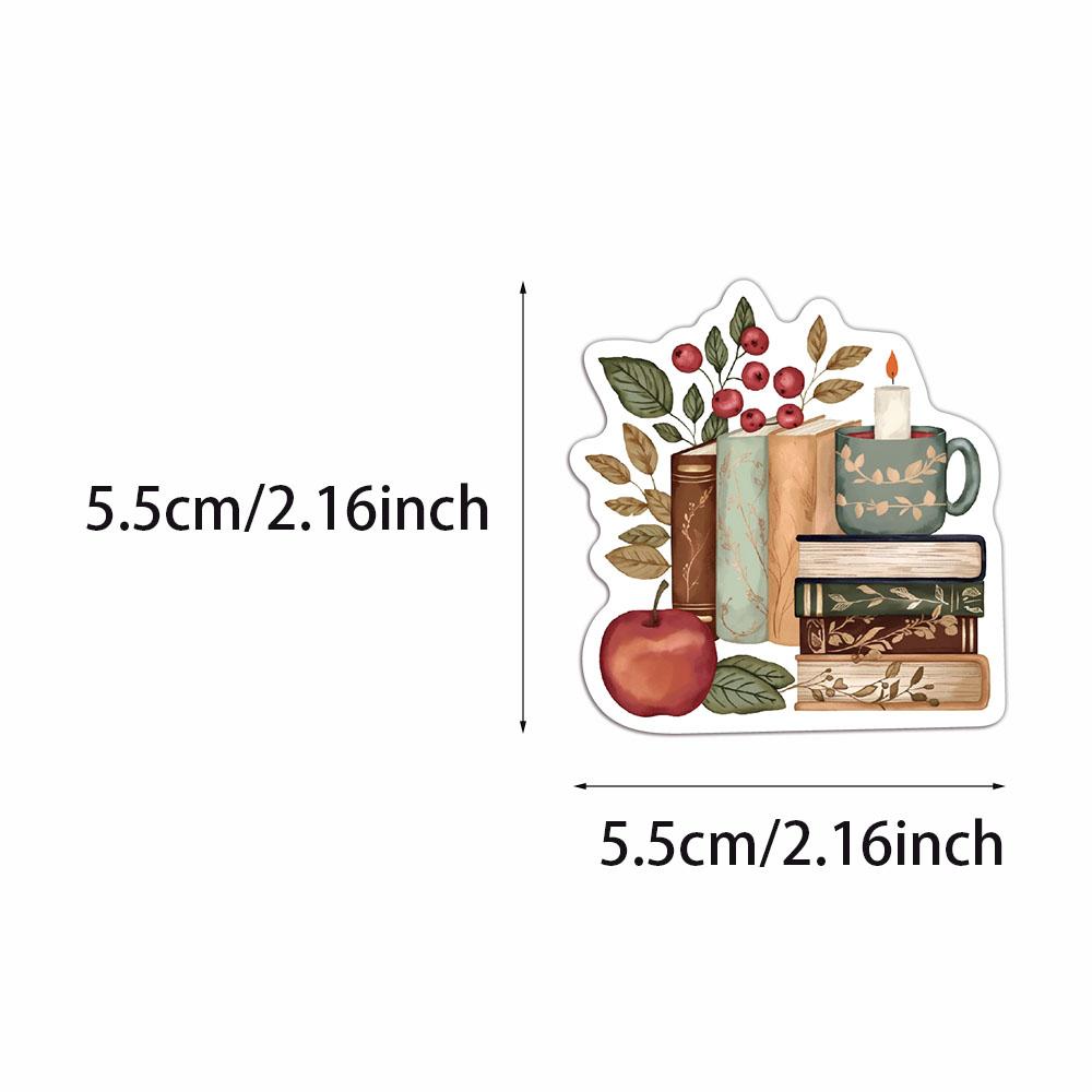 50PCS Bookish Autumn Graffiti Stickers Cartoon Cute Ghost Books Graffiti DIY Bookbook Notebook Stickers