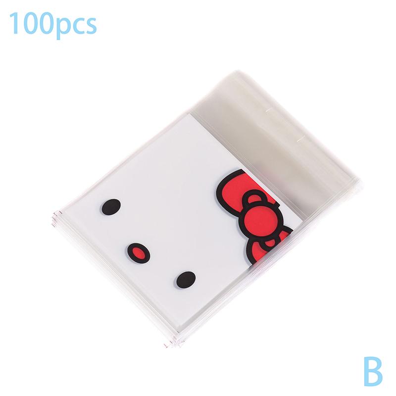 100Pcs Cute Cartoon Printed Opp Clear Packaging Bags Candy Bag Self-Adhesion Storage Bag Diy Gift Pastry Sealable Bag