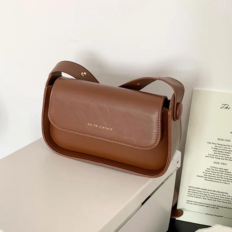 Saddle Bag Women Simple Solid Color Temperament Single Shoulder Crossbody bags Cute Casual Commuter Bags purses and handbags sac