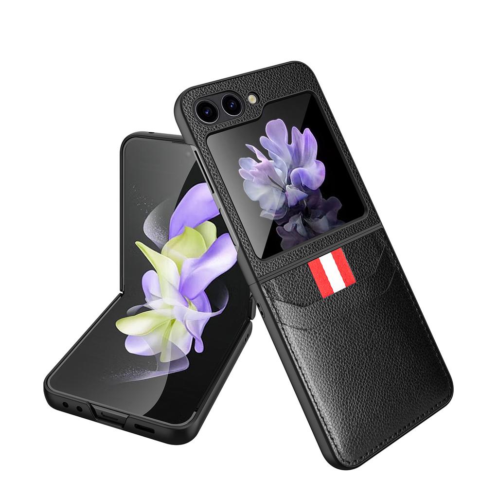 Anti-Rutsch-Leder-Coque-Hülle für Samsung Galaxy Z Flip 6 5 4 3 Drop-Schutz-Klapptasche Handy-Fabrik-Entsperrung
