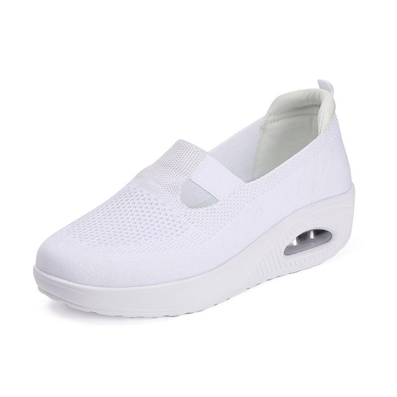 New women's shoes casual and versatile summer air cushion running shoes flying woven breathable lazy shoes one-pedal sports shoes
