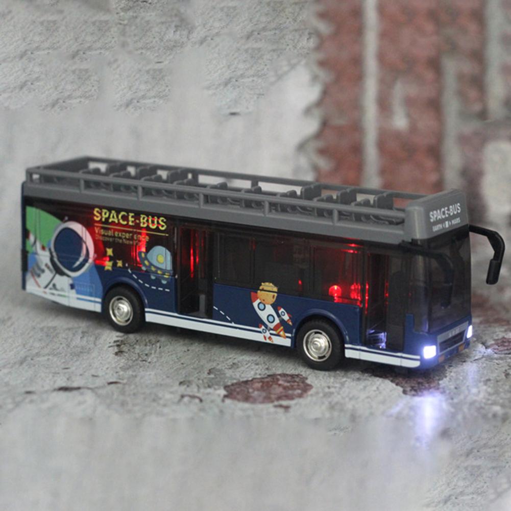 1/50 Patrový turistický autobus pro batolata, Hrací vozidla z lité slitiny se zvuky a světly, Hračky městských aut s natahovacím pohonem a otevíratelnými dveřmi