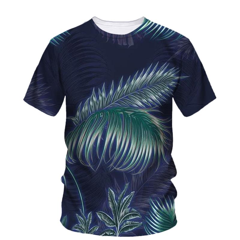 Summer Originality Plant Leaves Graphic T-shirts Trend Casual Personality Fun Printed O-neck Short Sleeve Men's T-shirts
