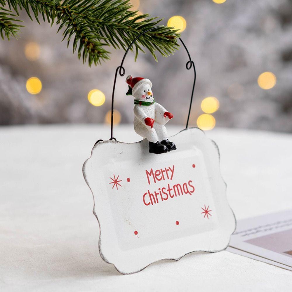 Retro Metal Xmas Tree Embellishment Welcome Door Hanging Pendants Santa Claus Cartoon Angel Doll Drop Ornaments Christmas Decor