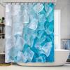 Ice Crystal Shower Curtain for Bathroom - Waterproof and Durable with Vibrant Blue and White Design Easy To Clean and Maintain