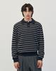WORK ON BODY OFF Easyon Semi-Overfit Striped Collar Knit [Navy]