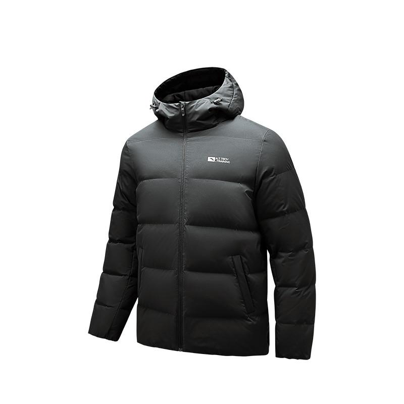 Anta Training Series Water-Resistant Hooded Warm Short Puffer Jacket Unisex jackets Dark-Brown Gray 952447921-5
