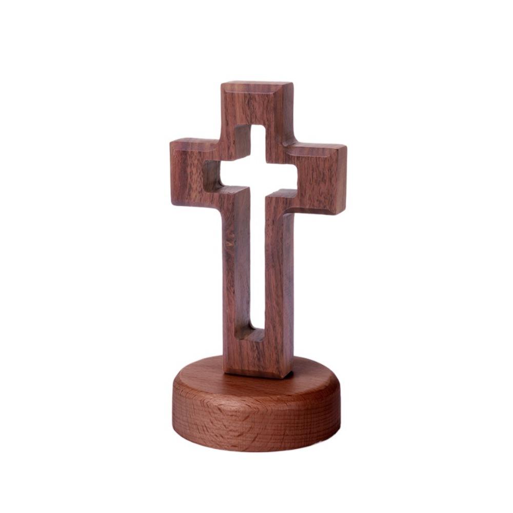 Standing Wooden Crosses Vintage Crucifix Sculpture Art Religious Crosses Ornament  Easters Faith
