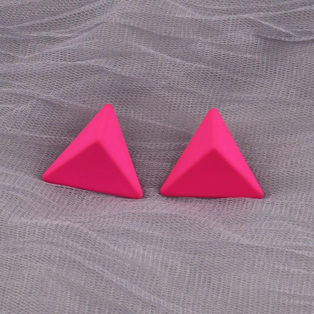 New Korean Neon Yellow Green Round Square Acrylic Stud Earrings For Women Geometric Triangle Matt Earrings Jewelry Party Gifts