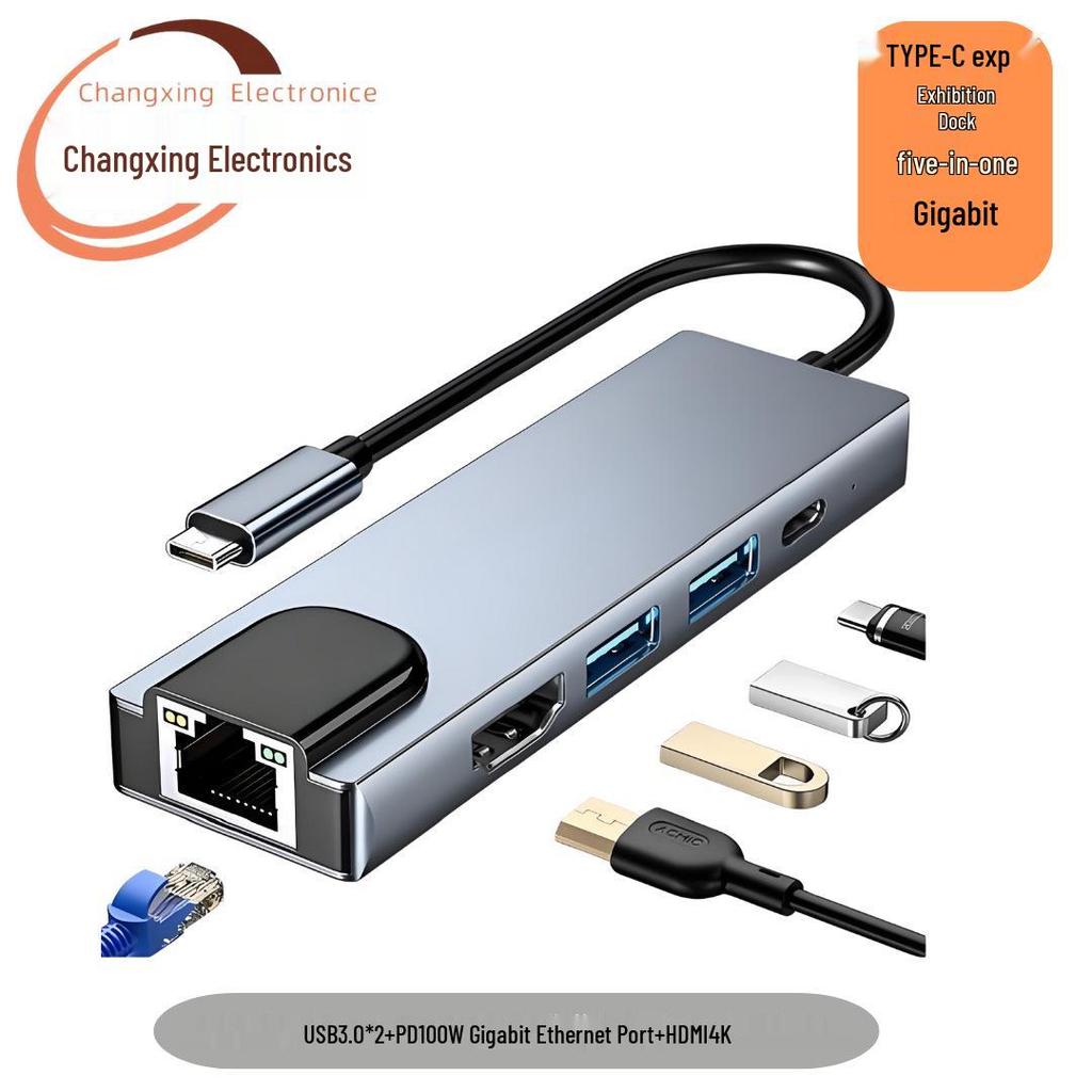 8-in-1 Type-C Hub: Multifunctional Card Reader & USB Network Expansion Dock