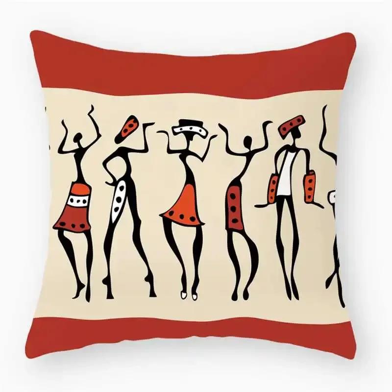 African Female Pattern Throw Pillow Cover With Short Plush Print For Living Room Sofa Decoration Cushion Cover Pillow Covers