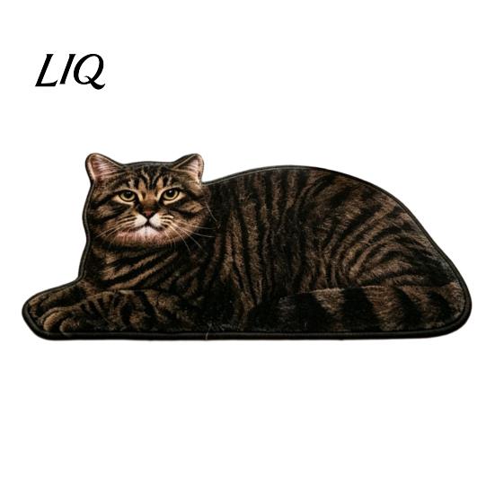Non-slip Floor Mat Cute Cat Bathroom Rug, Anti-Slip Absorbent Bath Washable Plush Durable Doormat Kitty Door for Entrance Kitchen Home Decor