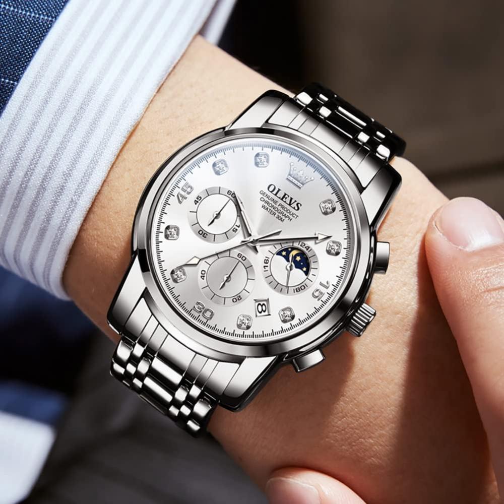 Iqiyi Men S olevS Quartz BuSineSS Watch Silver StainleSS Band Waterproof 2889g B