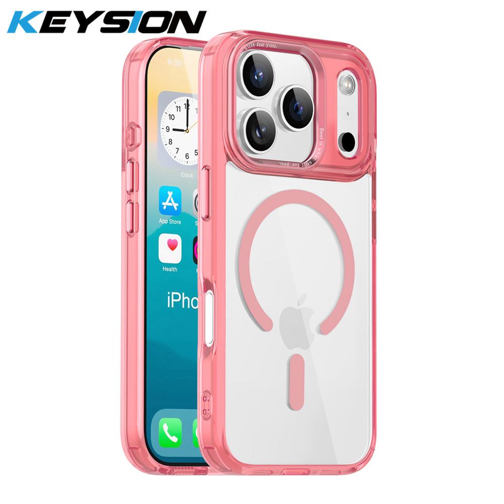 KEYSION Αντικραδαισμική Διαφανής Θήκη για MagSafe για iPhone 17 Pro Max Μαλακή TPU+PC Μαγνητική Ασύρματη Φόρτιση Τηλεφώνου Διάφανη Θήκη