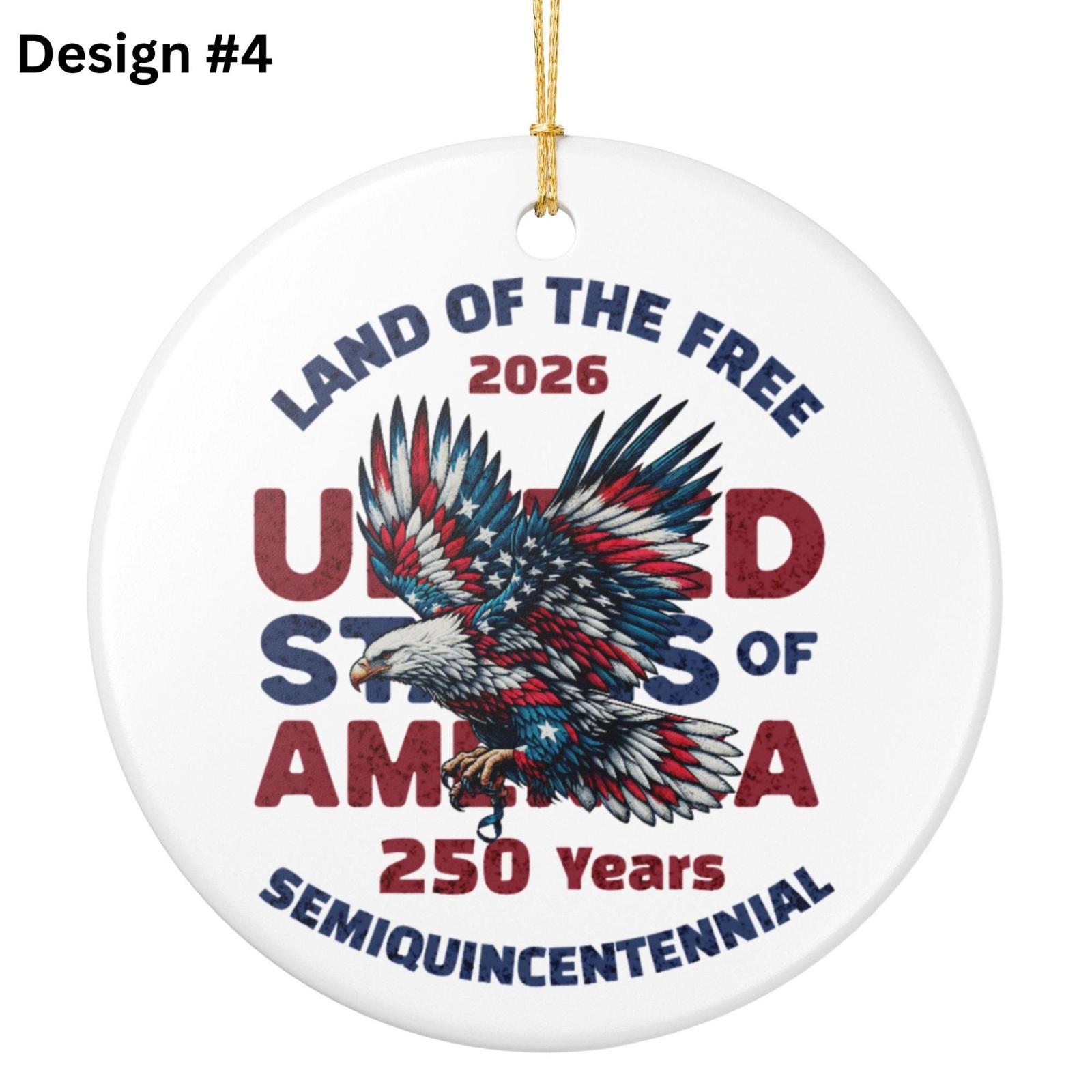 

USA 250th Anniversary Ornament 1776 To 2026, Patriotic Christmas Ornament, America 250 Years Keepsake, USA Ornament, One Size