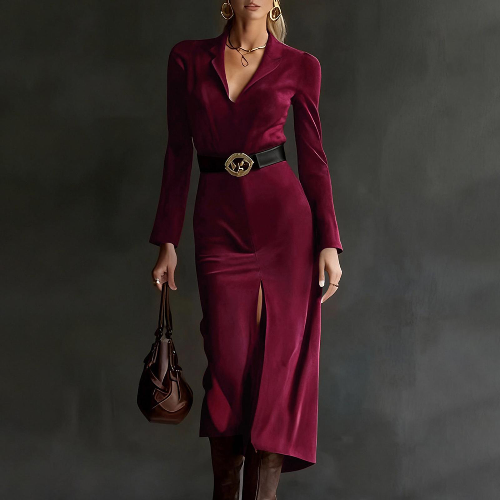 

Women s Casual And Fashionable -color Dress XL винний