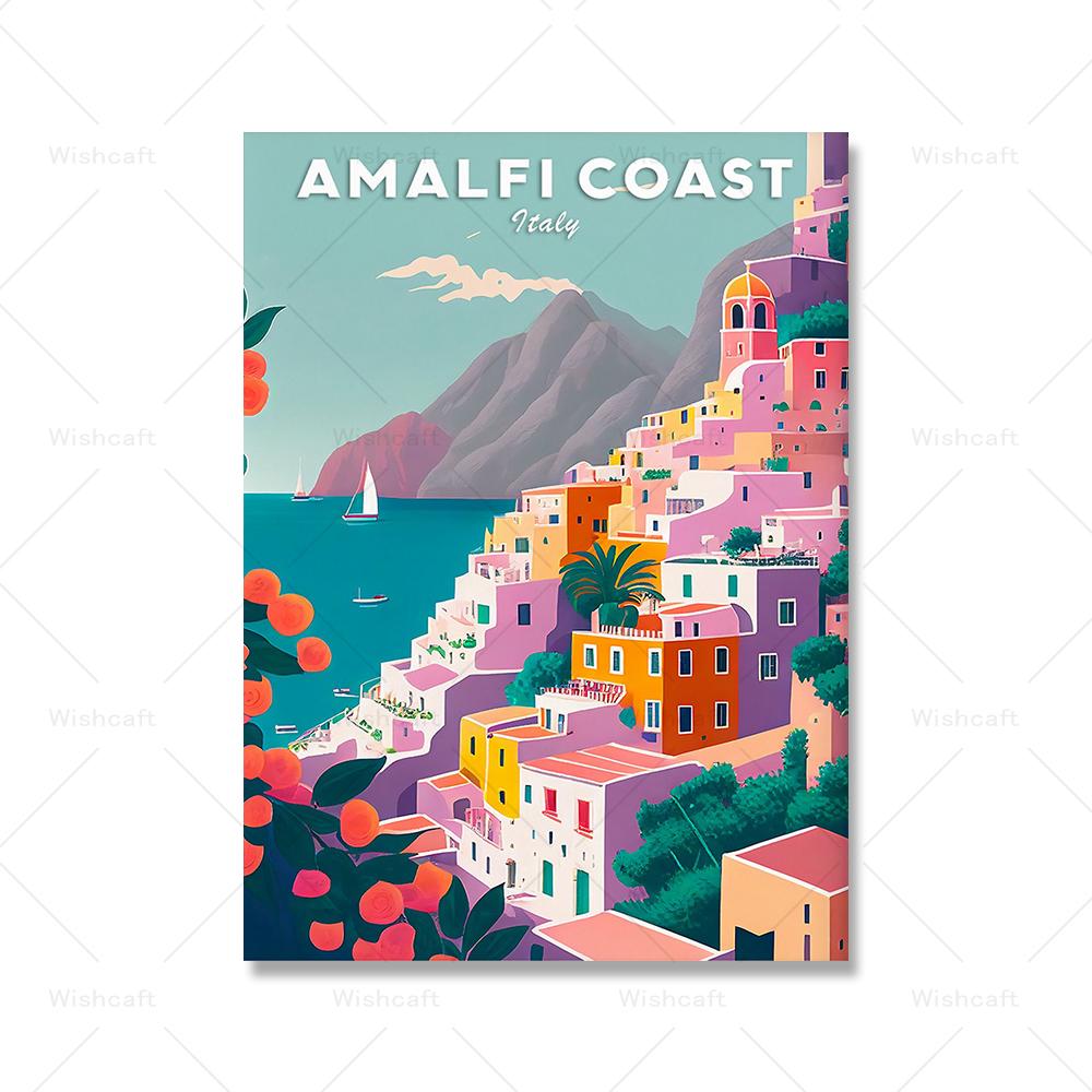 

Плакат с побережьем Амальфи, Италия, принт, иллюстрация, Позитано, путешествия, холст, живопись, скандинавский пейзаж, абстрактный холст, Декор 21x30cm No Framed