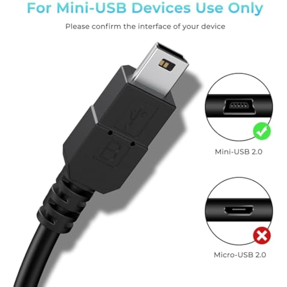 Amzpas 1.8M Charging Cable USB 2.0 Type A to Mini B Cable for PS3 Controller Charger, Mini USB Da...