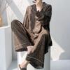 Cotton and silk suit spring and summer long-sleeved cardigan loungewear sweet wind floral pajamas women's spring and autumn thin pajamas can be worn 
