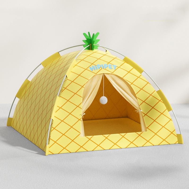 

S-XL Foldable Cat House Pet Tent Spring Summer Breathable Half-closed Cat Dog Pet Nest Cool Mat Bed Outdoor Camping Portable (as the picture,S)