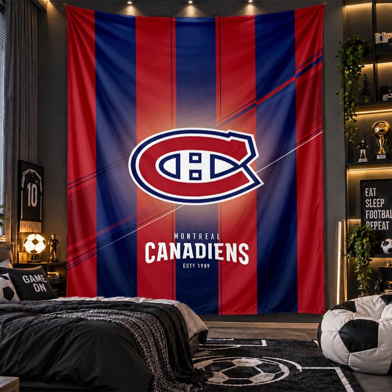 Arazzo da Appendere a Parete Stampa Montreal Canadiens Tessuto per Soggiorno Camera da Letto Decorazione Casa