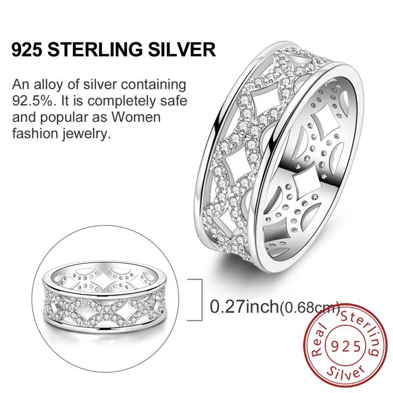 New 925 Silver Rings Firefly Hollow Rose Infinite Love Simple Ring for Women Wedding Engagement Party Jewelry Gift