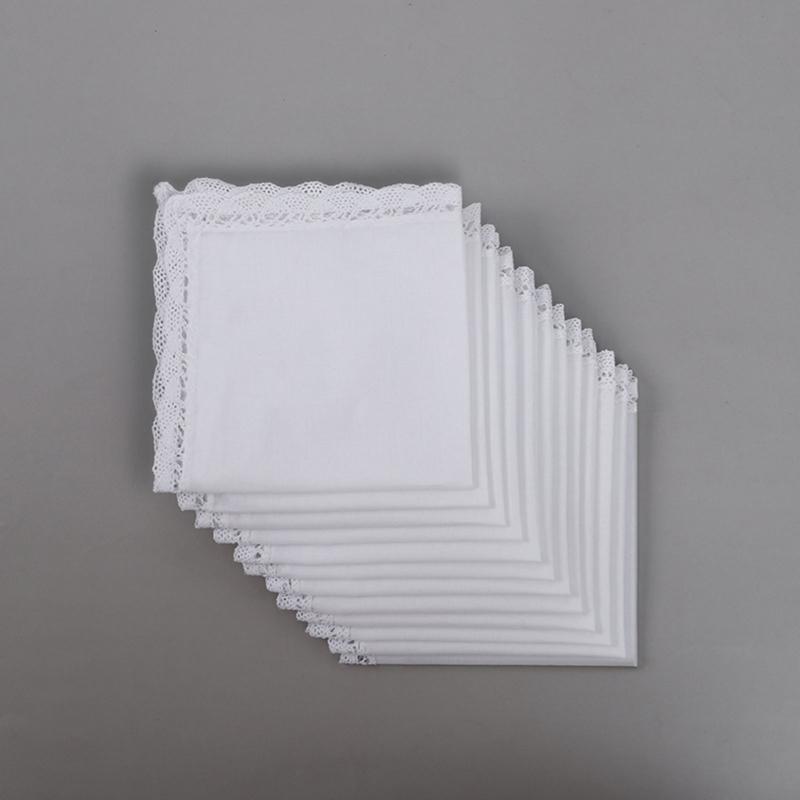 Breathable Cotton Lace Handkerchief Highly Absorbent Reusable Handkerchiefs Friendly for Adults Children