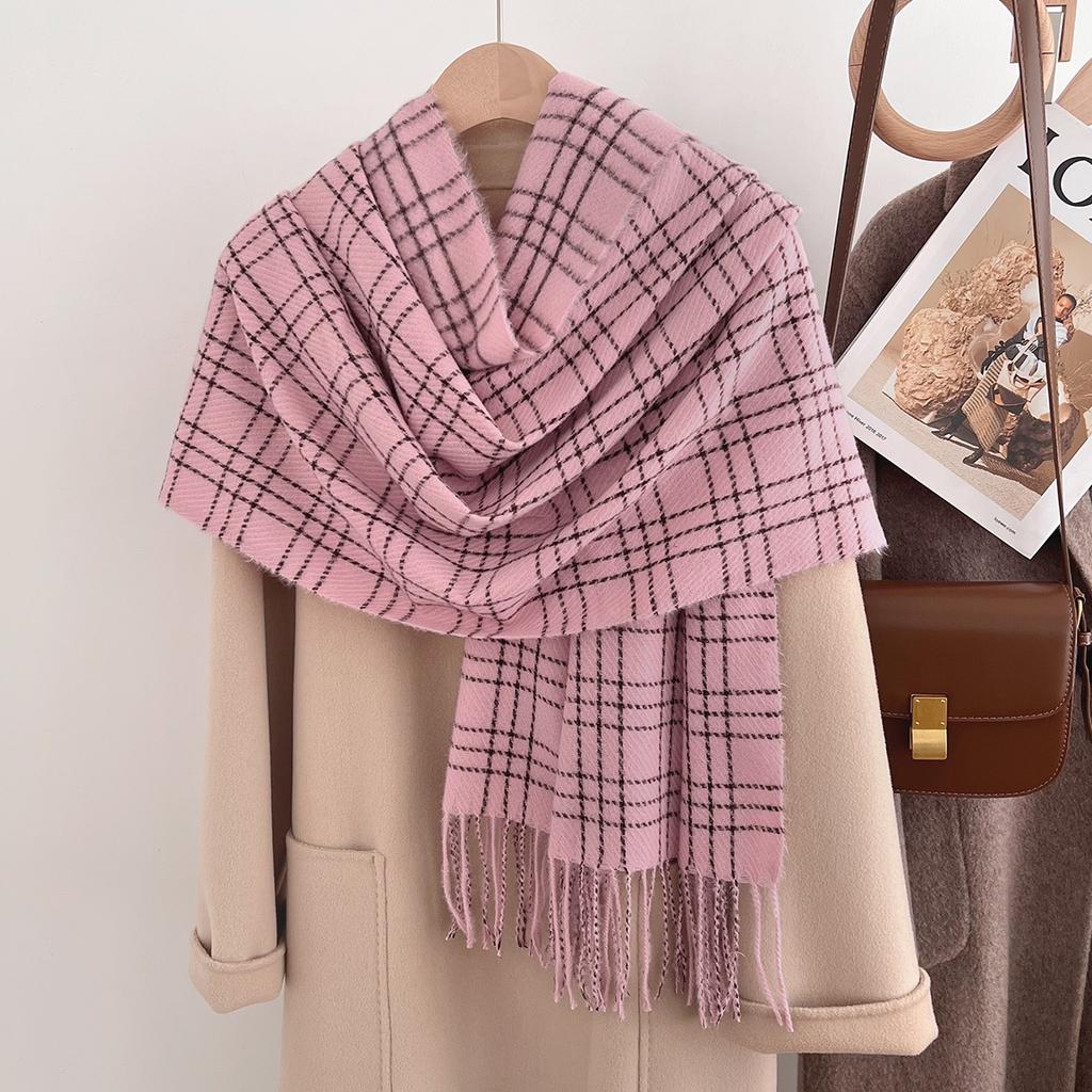 Autumn and winter plaid scarf women's winter high-end sense new versatile warm couple scarf shawl Korean atmosphere
