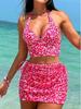 2024 Floral Print Spaghetti Strap Lace-Up Beach Dress Swimsuit for Women