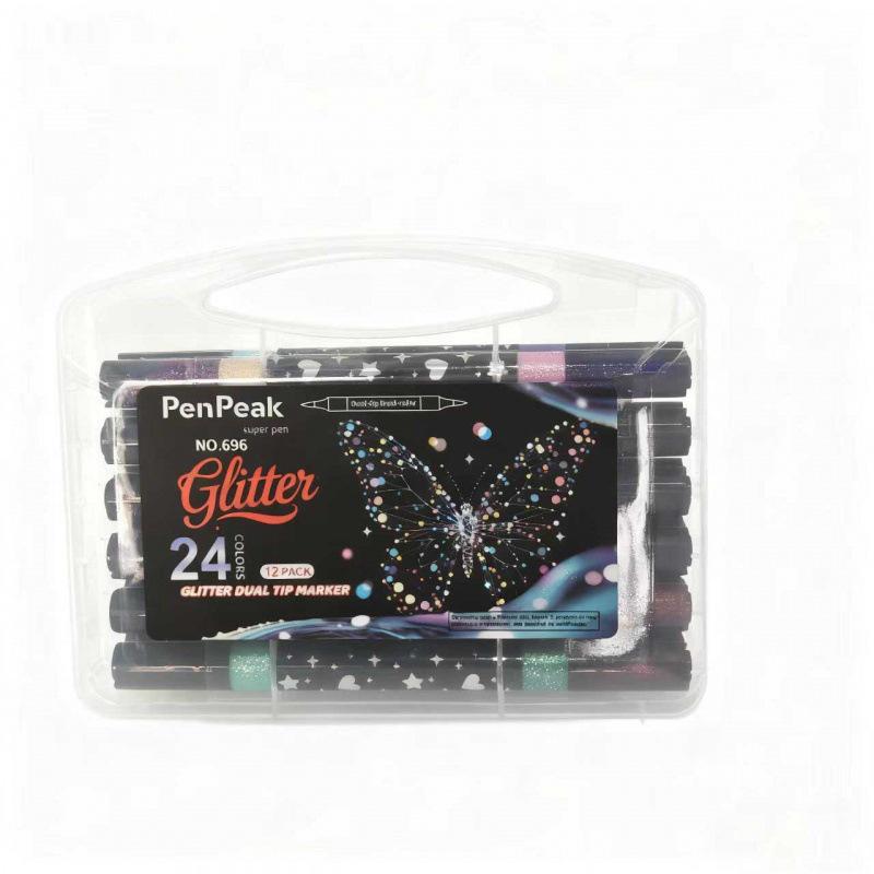 

24- Color Double - Ended Glitter Pens Set - Quick - Drying Fine Tip for Scrapbooking, Card Making & Craft - Perfect for Kids