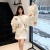 Gentle Snowflake Knit Set: Stylish White Sweater & Skirt for Autumn/Winter